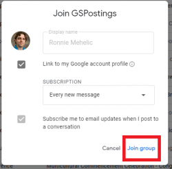 Image of Join GsPostings popup with join group button highlighted. 